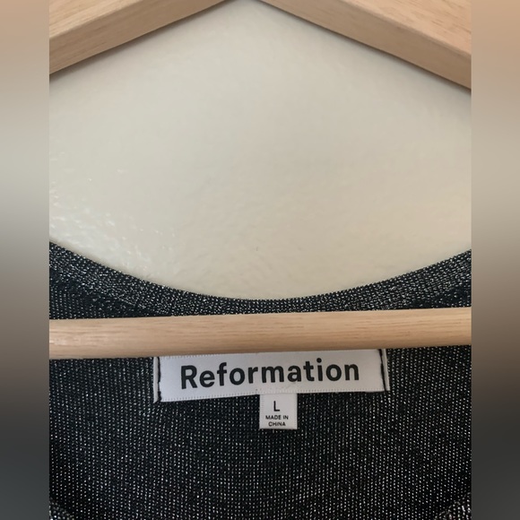 Reformation Riley Dress Sparkly Silver - Picture 4 of 6